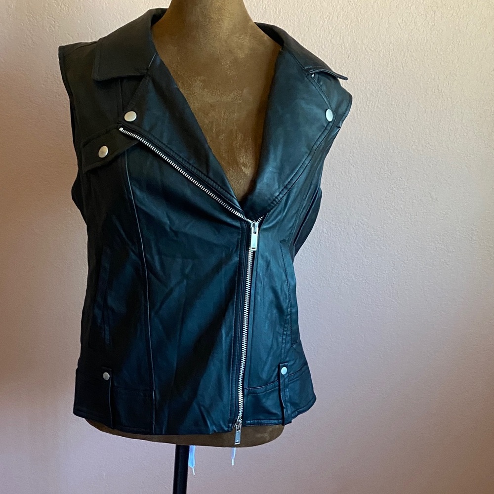 Calvin Klein Jeans Black Faux Leather Vest